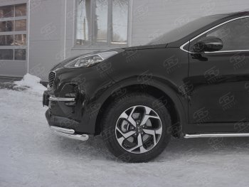 20 999 р. Защита переднего бампера (2 трубы Ø63 и 42 мм углы, нержавейка) SLITKOFF  KIA Sportage  4 QL (2018-2022) рестайлинг  с доставкой в г. Воронеж. Увеличить фотографию 3