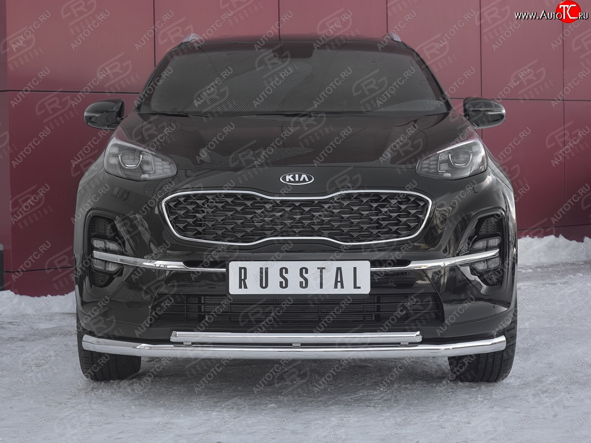 20 849 р. Защита переднего бампера (2 трубы Ø63 и 42 мм, нержавейка) SLITKOFF  KIA Sportage  4 QL (2018-2022) рестайлинг  с доставкой в г. Воронеж