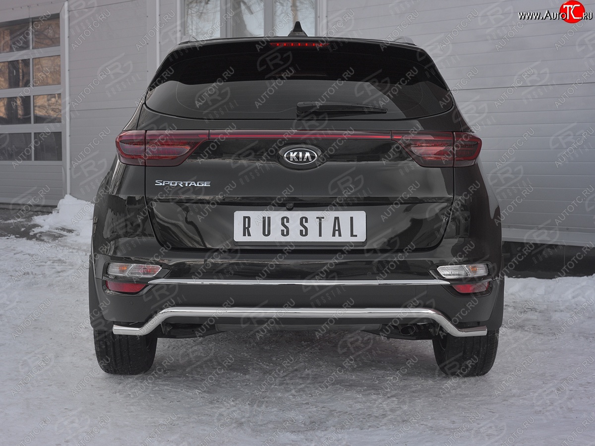 18 299 р. Защита заднего бампера (Ø63 мм волна, нержавейка) SLITKOFF  KIA Sportage  4 QL (2018-2022) рестайлинг  с доставкой в г. Воронеж