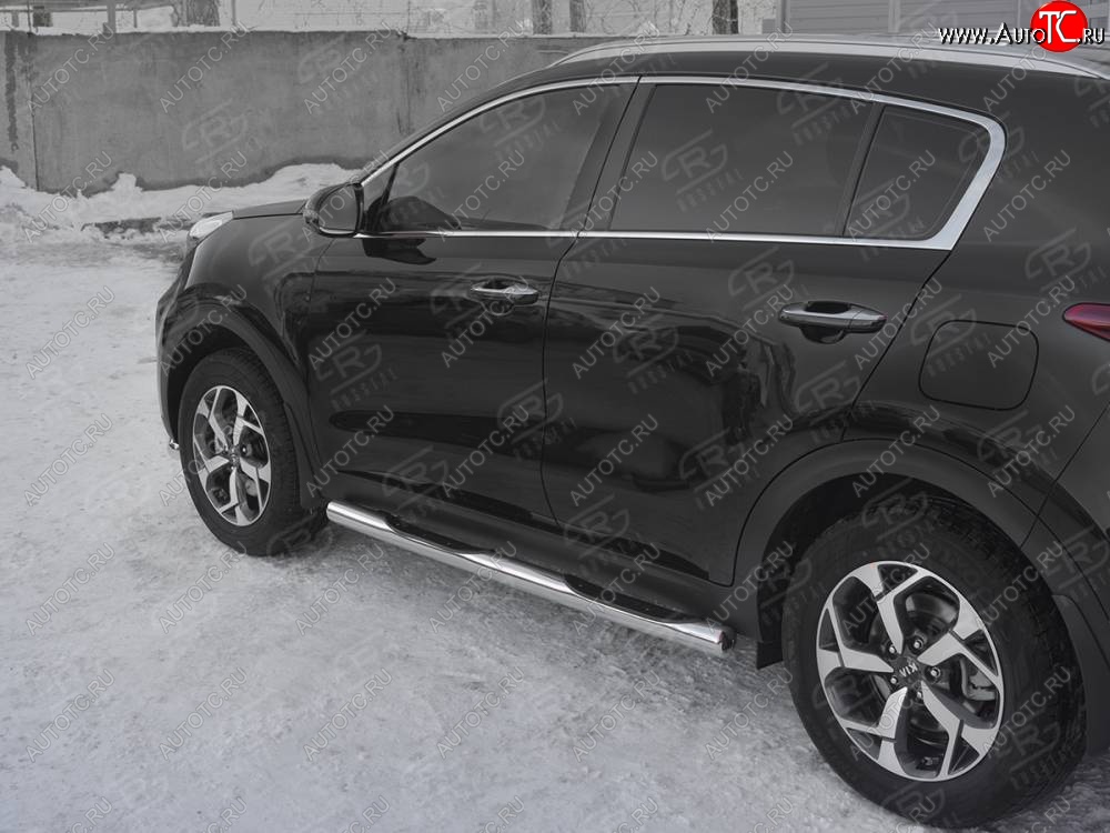 24 549 р. Защита порогов (Ø76 мм с проступью, нержавейка) SLITKOFF  KIA Sportage  4 QL (2018-2022) рестайлинг (Металлические торцы под 90°)  с доставкой в г. Воронеж