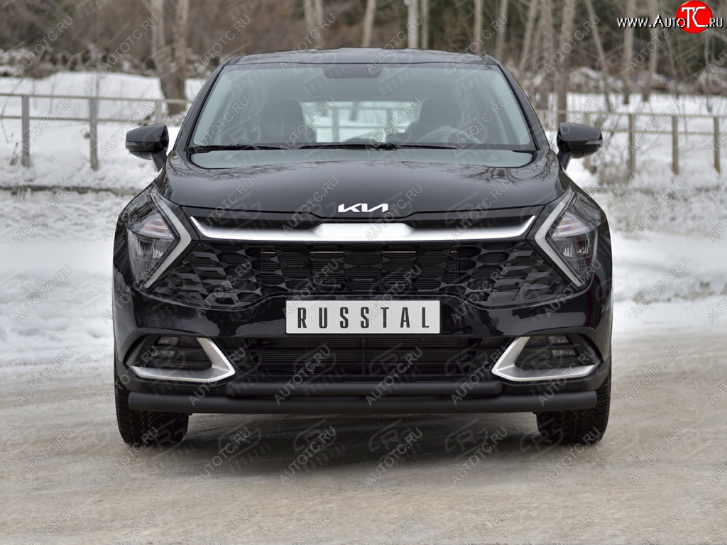 13 999 р. Защита переднего бампера (кроме STYLE и X-LINE, две трубы, d63+42мм., с чёрным полимерным покрытием) SLITKOFF  KIA Sportage  5 NQ5 (2021-2025)  с доставкой в г. Воронеж