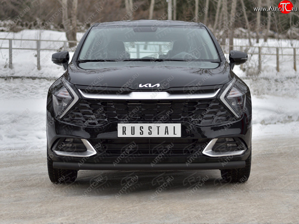 9 399 р. Защита переднего бампера (кроме STYLE и X-LINE, труба, d63, с чёрным полимерным покрытием) SLITKOFF  KIA Sportage  5 NQ5 (2021-2025)  с доставкой в г. Воронеж