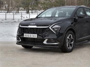 9 399 р. Защита переднего бампера (кроме STYLE и X-LINE, труба, d63, с чёрным полимерным покрытием) SLITKOFF  KIA Sportage  5 NQ5 (2021-2025)  с доставкой в г. Воронеж. Увеличить фотографию 2