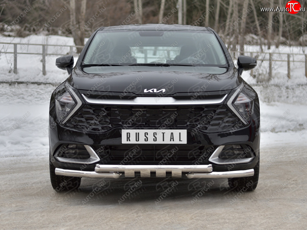 24 649 р. Защита переднего бампера (кроме STYLE и X-LINE, труба d63 с клыками) SLITKOFF  KIA Sportage  5 NQ5 (2021-2025)  с доставкой в г. Воронеж