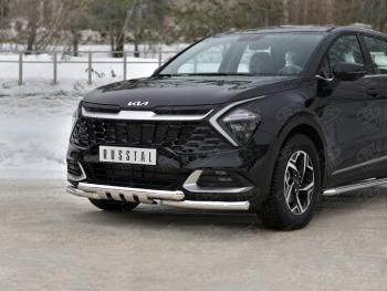 24 649 р. Защита переднего бампера (кроме STYLE и X-LINE, труба d63 с клыками) SLITKOFF  KIA Sportage  5 NQ5 (2021-2025)  с доставкой в г. Воронеж. Увеличить фотографию 2