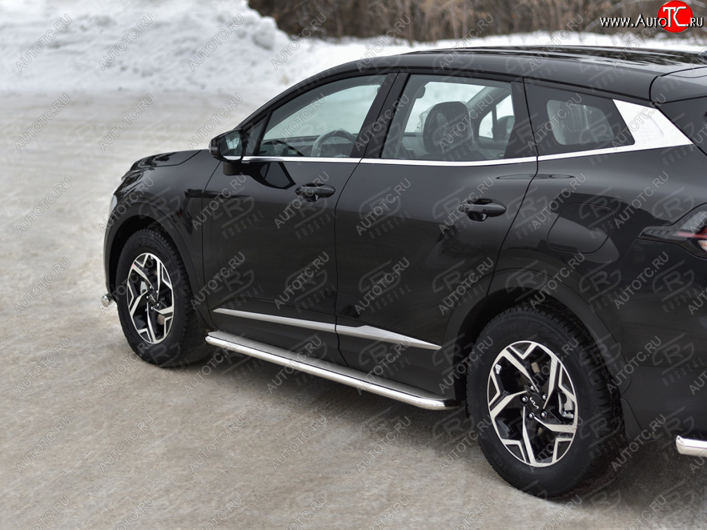 32 999 р. Защита порогов (кроме STYLE и X-LINE, труба d42мм.) SLITKOFF  KIA Sportage  5 NQ5 (2021-2025) (Лист и профиль нержавейка)  с доставкой в г. Воронеж