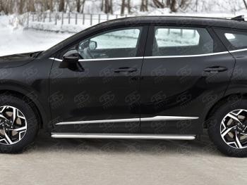32 999 р. Защита порогов (кроме STYLE и X-LINE, труба d42мм.) SLITKOFF  KIA Sportage  5 NQ5 (2021-2025) (Лист и профиль нержавейка)  с доставкой в г. Воронеж. Увеличить фотографию 2