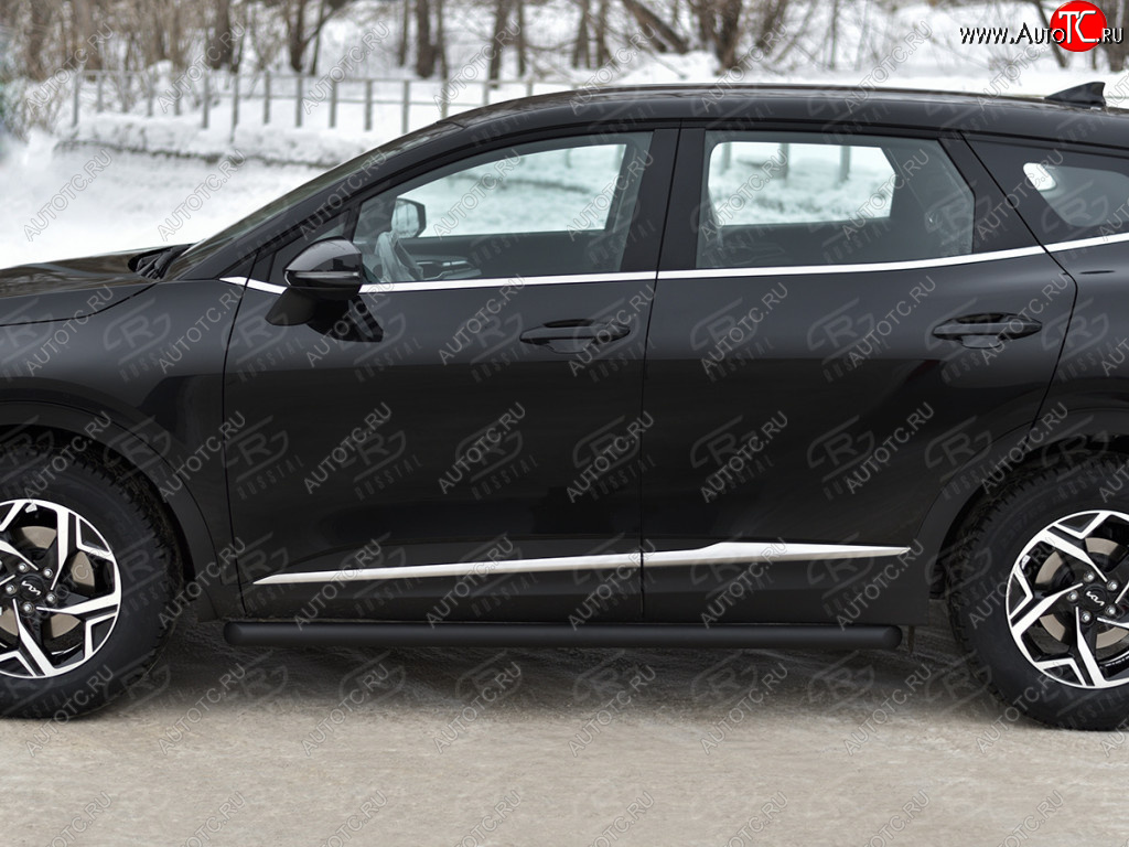 13 999 р. Защита порогов (труба d63 мм, с чёрным полимерным покрытием) SLITKOFF  KIA Sportage  5 NQ5 (2021-2025) (Торцы со срезом 45°)  с доставкой в г. Воронеж