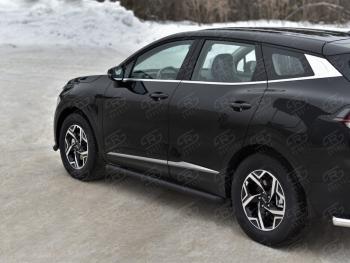13 999 р. Защита порогов (труба d63 мм, с чёрным полимерным покрытием) SLITKOFF  KIA Sportage  5 NQ5 (2021-2025) (Торцы со срезом 45°)  с доставкой в г. Воронеж. Увеличить фотографию 2