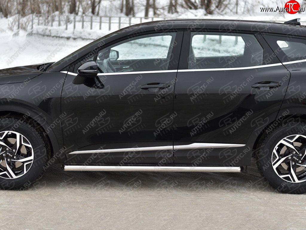 18 549 р. Защита порогов (кроме STYLE и X-LINE, труба d63мм.) SLITKOFF  KIA Sportage  5 NQ5 (2021-2025) (Торцы со срезом 45°)  с доставкой в г. Воронеж