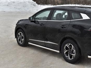 18 549 р. Защита порогов (кроме STYLE и X-LINE, труба d63мм.) SLITKOFF  KIA Sportage  5 NQ5 (2021-2025) (Торцы со срезом 45°)  с доставкой в г. Воронеж. Увеличить фотографию 2