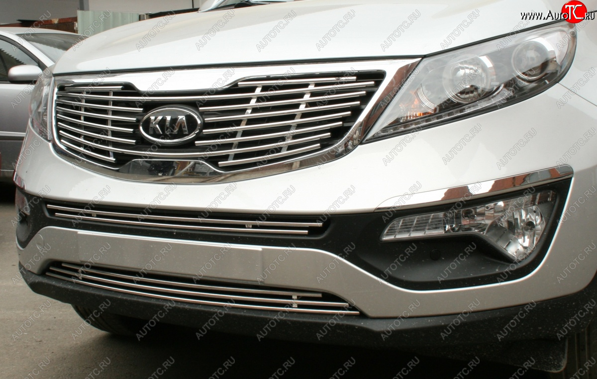 7 499 р. Декоративный элемент воздухозаборника Souz96  KIA Sportage  3 SL (2010-2016) дорестайлинг, рестайлинг (Хром 10 мм)  с доставкой в г. Воронеж