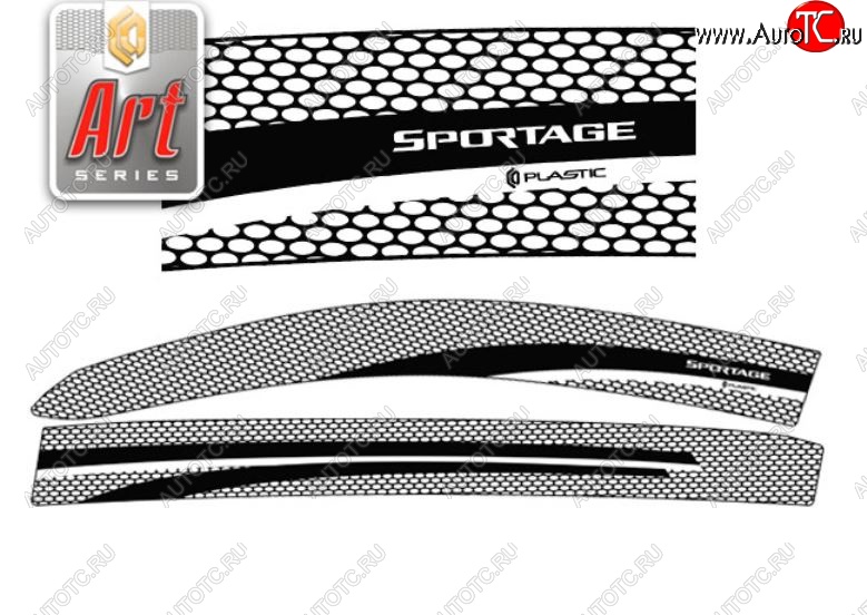 2 299 р. Дефлектора окон CA-Plastic  KIA Sportage  3 SL (2010-2016) дорестайлинг, рестайлинг (Серия Art белая, Без хром.молдинга, Крепление только на скотч)  с доставкой в г. Воронеж