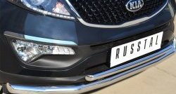 18 699 р. Защита переднего бампера (2 трубыØ63 и 42 мм, нержавейка) SLITKOFF  KIA Sportage  3 SL (2010-2014) дорестайлинг  с доставкой в г. Воронеж. Увеличить фотографию 2