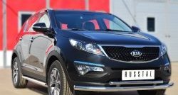 18 699 р. Защита переднего бампера (2 трубыØ63 и 42 мм, нержавейка) SLITKOFF  KIA Sportage  3 SL (2010-2014) дорестайлинг  с доставкой в г. Воронеж. Увеличить фотографию 4