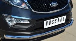 15 799 р. Одинарная защита переднего бампера диаметром 63 мм SLITKOFF  KIA Sportage  3 SL (2010-2014) дорестайлинг  с доставкой в г. Воронеж. Увеличить фотографию 2