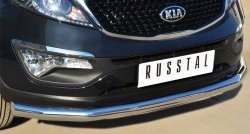 16 199 р. Одинарная защита переднего бампера диаметром 76 мм SLITKOFF  KIA Sportage  3 SL (2010-2014) дорестайлинг  с доставкой в г. Воронеж. Увеличить фотографию 2