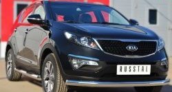 16 199 р. Одинарная защита переднего бампера диаметром 76 мм SLITKOFF  KIA Sportage  3 SL (2010-2014) дорестайлинг  с доставкой в г. Воронеж. Увеличить фотографию 4