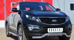 24 649 р. Защита порогов из трубы с листом SLITKOFF (лист алюм, труба d42 из нержавейки)  KIA Sportage  3 SL (2010-2016) дорестайлинг, рестайлинг  с доставкой в г. Воронеж. Увеличить фотографию 4