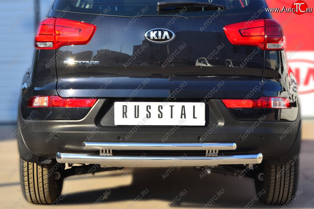 16 499 р. Защита заднего бампера (Ø63/42 мм, нержавейка) SLITKOFF  KIA Sportage  3 SL (2010-2016) дорестайлинг, рестайлинг  с доставкой в г. Воронеж