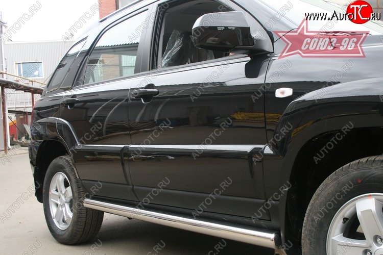 13 319 р. Защита порогов (рестайлинг) Souz-96 (d76)  KIA Sportage  2 JE,KM (2004-2008) дорестайлинг  с доставкой в г. Воронеж