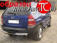 6 399 р. Защита заднего бампера из трубы d76 на Slitkoff Slitkoff (с проступью)  KIA Sportage  2 JE,KM (2008-2010)  рестайлинг (Цвет: серебристый)  с доставкой в г. Воронеж