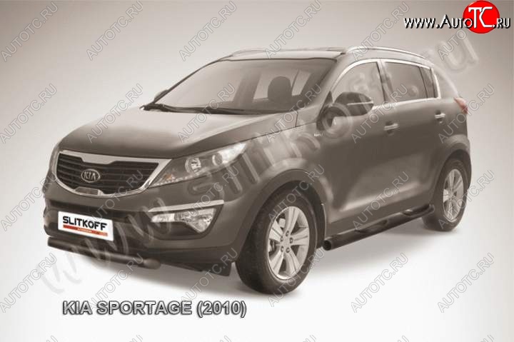 9 099 р. Защита переднего бампера из трубы d76 Slitkoff (короткая)  KIA Sportage  3 SL (2010-2014) дорестайлинг (Цвет: серебристый)  с доставкой в г. Воронеж