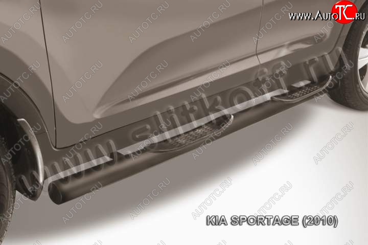 12 999 р. Защита порогов из труб d76 Slitkoff (с проступью)  KIA Sportage  3 SL (2010-2016) дорестайлинг, рестайлинг (Цвет: серебристый)  с доставкой в г. Воронеж