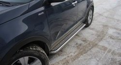9 299 р. Защита порогов из труб d51 с листом Petroil Tuning  KIA Sportage  3 SL (2010-2016) дорестайлинг, рестайлинг (Нержавеющая полированная сталь)  с доставкой в г. Воронеж. Увеличить фотографию 2