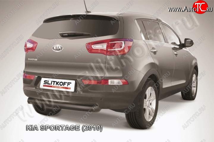 9 099 р. Защита заднего бампера из трубы d76 наf Slitkof (короткая)  KIA Sportage  3 SL (2010-2016) дорестайлинг, рестайлинг (Цвет: серебристый)  с доставкой в г. Воронеж