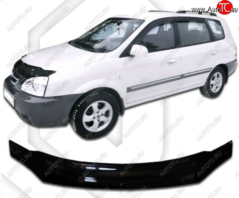 2 159 р. Дефлектор капота CA-Plastic KIA X-Trek (2003-2005) (Classic черный, Без надписи)  с доставкой в г. Воронеж