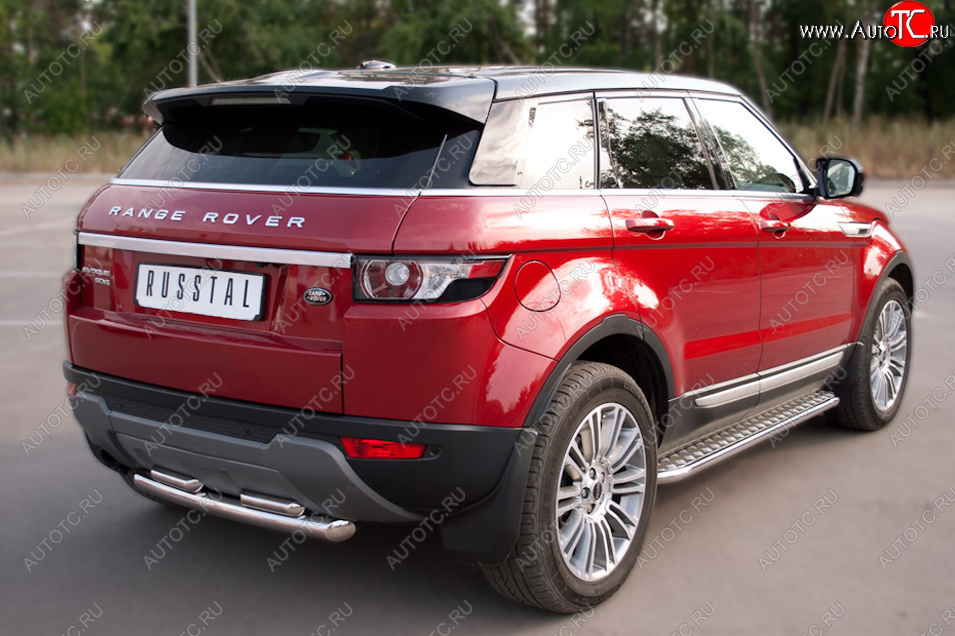 24 649 р. Пороги SLITKOFF d42 с листом Land Rover Range Rover Evoque 1 L538 дорестайлинг 5 дв. (2011-2015) (лист алюминий, труба нержавейка)  с доставкой в г. Воронеж