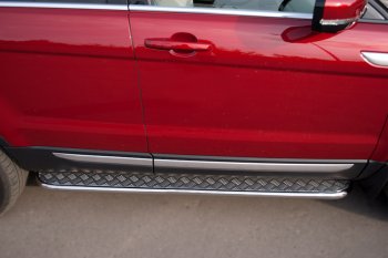 24 649 р. Пороги SLITKOFF d42 с листом Land Rover Range Rover Evoque 1 L538 дорестайлинг 5 дв. (2011-2015) (лист алюминий, труба нержавейка)  с доставкой в г. Воронеж. Увеличить фотографию 2