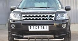 18 649 р. Защита переднего бампера (2 трубыØ63 и 42 мм, нержавейка) SLITKOFF Land Rover Freelander L359 дорестайлинг (2006-2010)  с доставкой в г. Воронеж. Увеличить фотографию 2