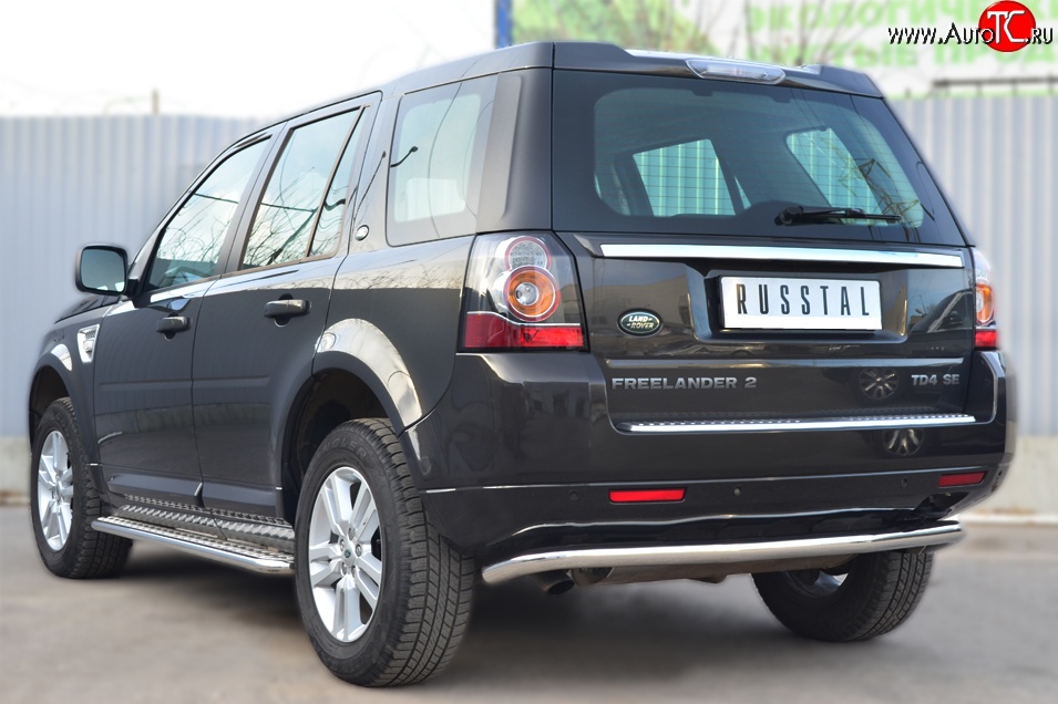 16 749 р. Защита заднего бампера (Ø63 мм волна, нержавейка) SLITKOFF Land Rover Freelander L359 1-ый рестайлинг (2010-2012)  с доставкой в г. Воронеж