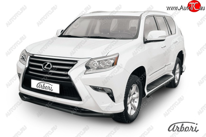 10 169 р. Защита переднего бампера Arbori (черная, 1 труба d57 mm). Lexus GX460 J150 1-ый рестайлинг (2013-2019)  с доставкой в г. Воронеж