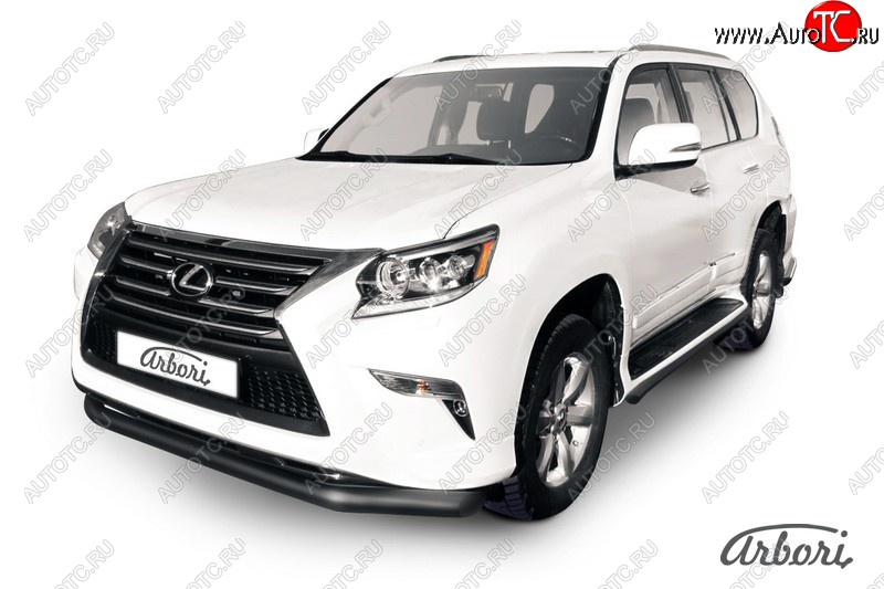 11 339 р. Защита переднего бампера Arbori (черная, 1 труба d76 mm). Lexus GX460 J150 1-ый рестайлинг (2013-2019)  с доставкой в г. Воронеж