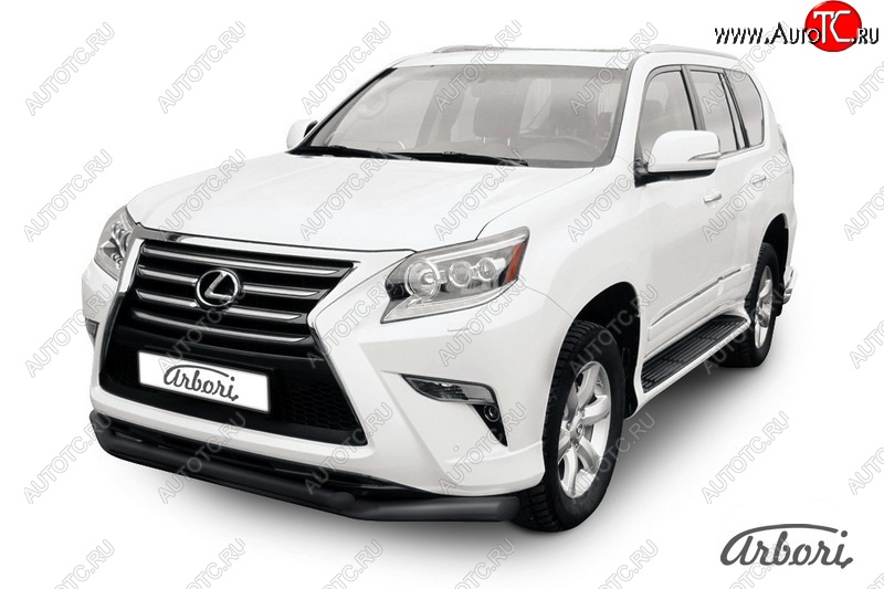13 499 р. Защита переднего бампера Arbori (черная, 2 трубы d76 и 57 mm) Lexus GX460 J150 1-ый рестайлинг (2013-2019)  с доставкой в г. Воронеж