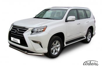 25 379 р. Защита переднего бампера Arbori (нержавейка, 2 трубы d76 и 57 mm)  Lexus GX460  J150 (2013-2022) 1-ый рестайлинг, 2-ой рестайлинг  с доставкой в г. Воронеж. Увеличить фотографию 2