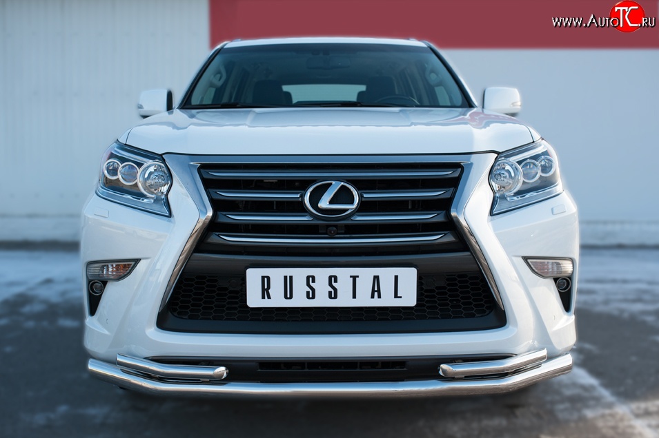 19 349 р. Защита переднего бампера (2 трубыØ63 и 42 мм, нержавейка) SLITKOFF  Lexus GX460  J150 (2013-2022) 1-ый рестайлинг, 2-ой рестайлинг  с доставкой в г. Воронеж