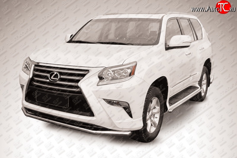 17 599 р. Одинарная защита переднего бампера из трубы диаметром 57 мм Slitkoff Lexus GX460 J150 1-ый рестайлинг (2013-2019) (Нержавейка, Полированная)  с доставкой в г. Воронеж