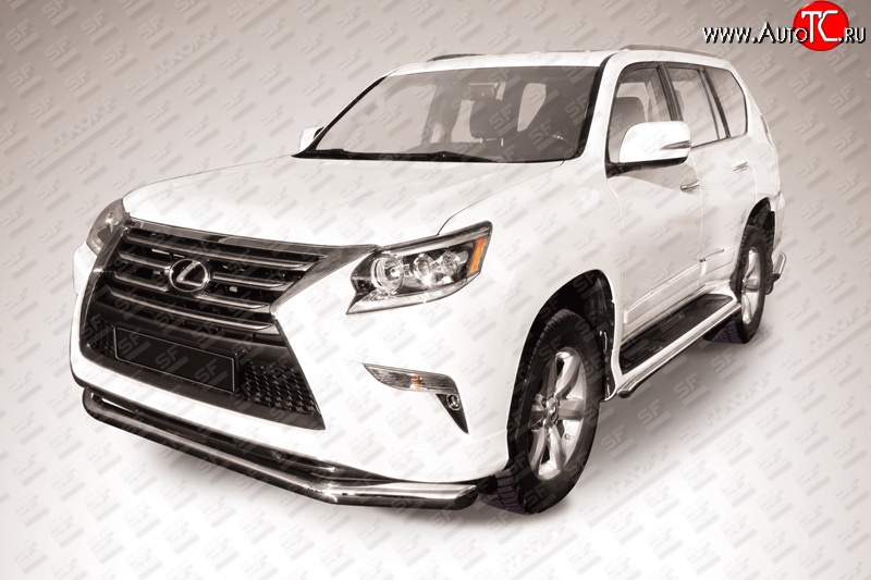 19 599 р. Одинарная защита переднего бампера диаметром 76 мм Slitkoff Lexus GX460 J150 1-ый рестайлинг (2013-2019) (Нержавейка, Полированная)  с доставкой в г. Воронеж