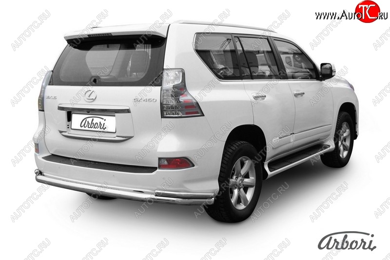 25 379 р. Защита заднего бампера Arbori (нержавейка, 2 трубы d57 и 42 mm).  Lexus GX460  J150 (2013-2022) 1-ый рестайлинг, 2-ой рестайлинг  с доставкой в г. Воронеж