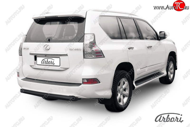 12 059 р. Защита заднего бампера Arbori (короткая, черная, 1 труба d76 mm). Lexus GX460 J150 1-ый рестайлинг (2013-2019)  с доставкой в г. Воронеж
