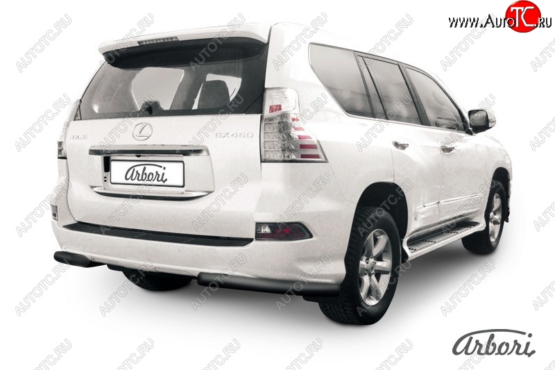 9 449 р. Защита заднего бампера Arbori (черная, 1 труба d76 mm). Lexus GX460 J150 1-ый рестайлинг (2013-2019)  с доставкой в г. Воронеж