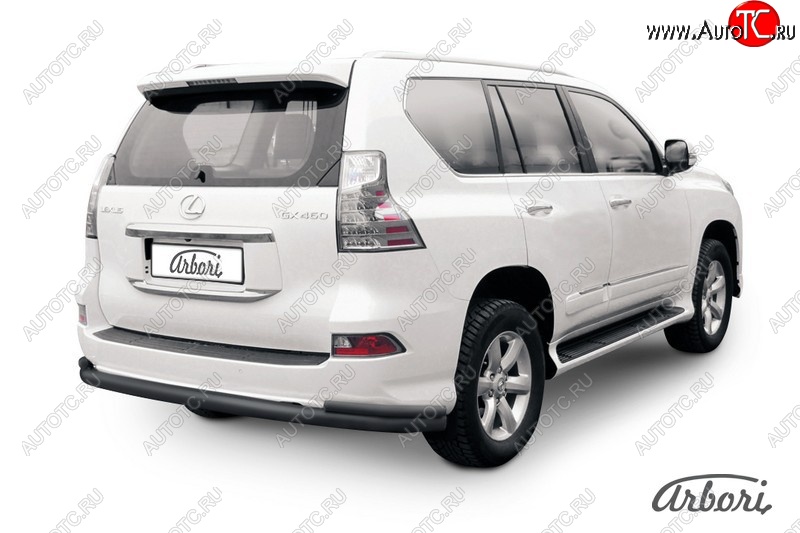 13 499 р. Защита заднего бампера Arbori (черная, 2 трубы d76 и 42 mm). Lexus GX460 J150 1-ый рестайлинг (2013-2019)  с доставкой в г. Воронеж