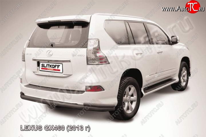 17 999 р. Защита заднего бампера из труб d76+d42 Slitkoff (с уголками) Lexus GX460 J150 1-ый рестайлинг (2013-2019) (Цвет: серебристый)  с доставкой в г. Воронеж