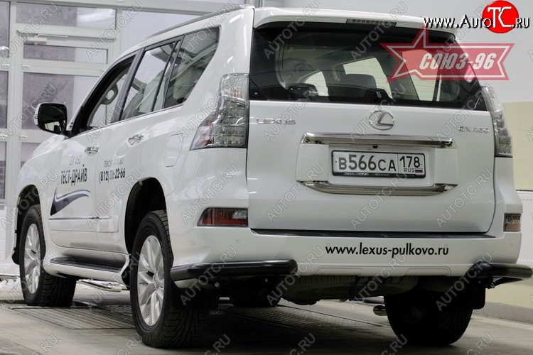 19 034 р. Защита заднего бампера из боковых уголков (d76) (чёрные) Souz-96 Lexus GX460 J150 1-ый рестайлинг (2013-2019)  с доставкой в г. Воронеж