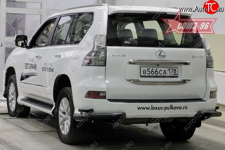 22 409 р. Защита заднего бампера из двойных боковых уголков (d76х42)Black SOUZ-96  Lexus GX460  J150 (2013-2022) 1-ый рестайлинг, 2-ой рестайлинг  с доставкой в г. Воронеж
