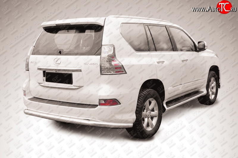 14 599 р. Защита заднего бампера из длинной трубы диаметром 76 мм Slitkoff Lexus GX460 J150 1-ый рестайлинг (2013-2019) (Нержавейка, Полированная)  с доставкой в г. Воронеж